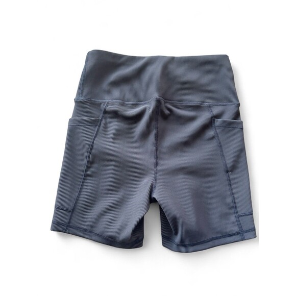 NWT Hodo Sports Women's S Nylon Ribbed Gray  Biker Shorts Gym Workout 5" Pockets - Picture 5 of 7